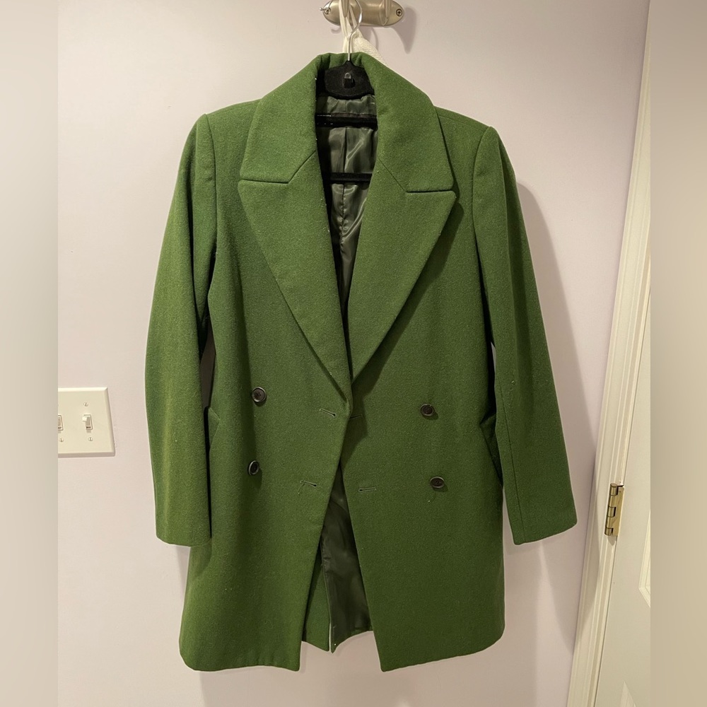 Zara Green Pea Coat - Sz Medium
